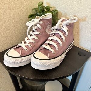 Converse Kids Floral High Top Sneakers in Purple and White